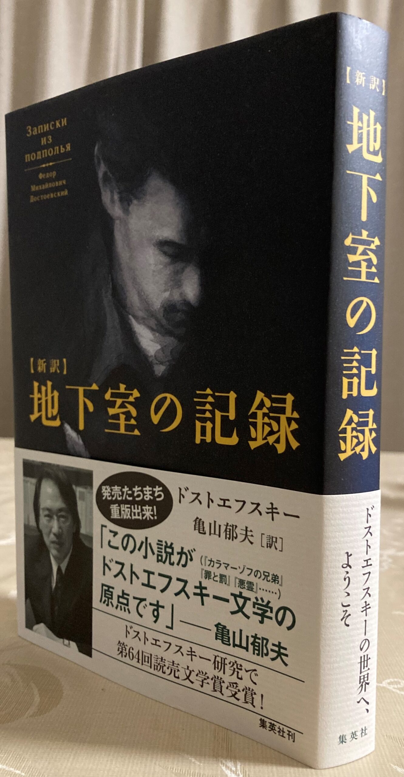 紹介した「地下室の記録」の本を立てて撮影した写真