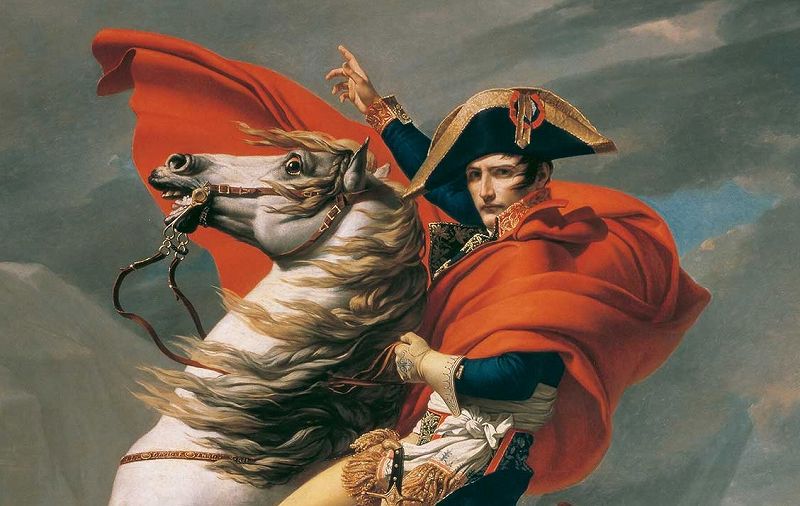 有名な若き日のナポレオンの肖像画。アルプス越え。