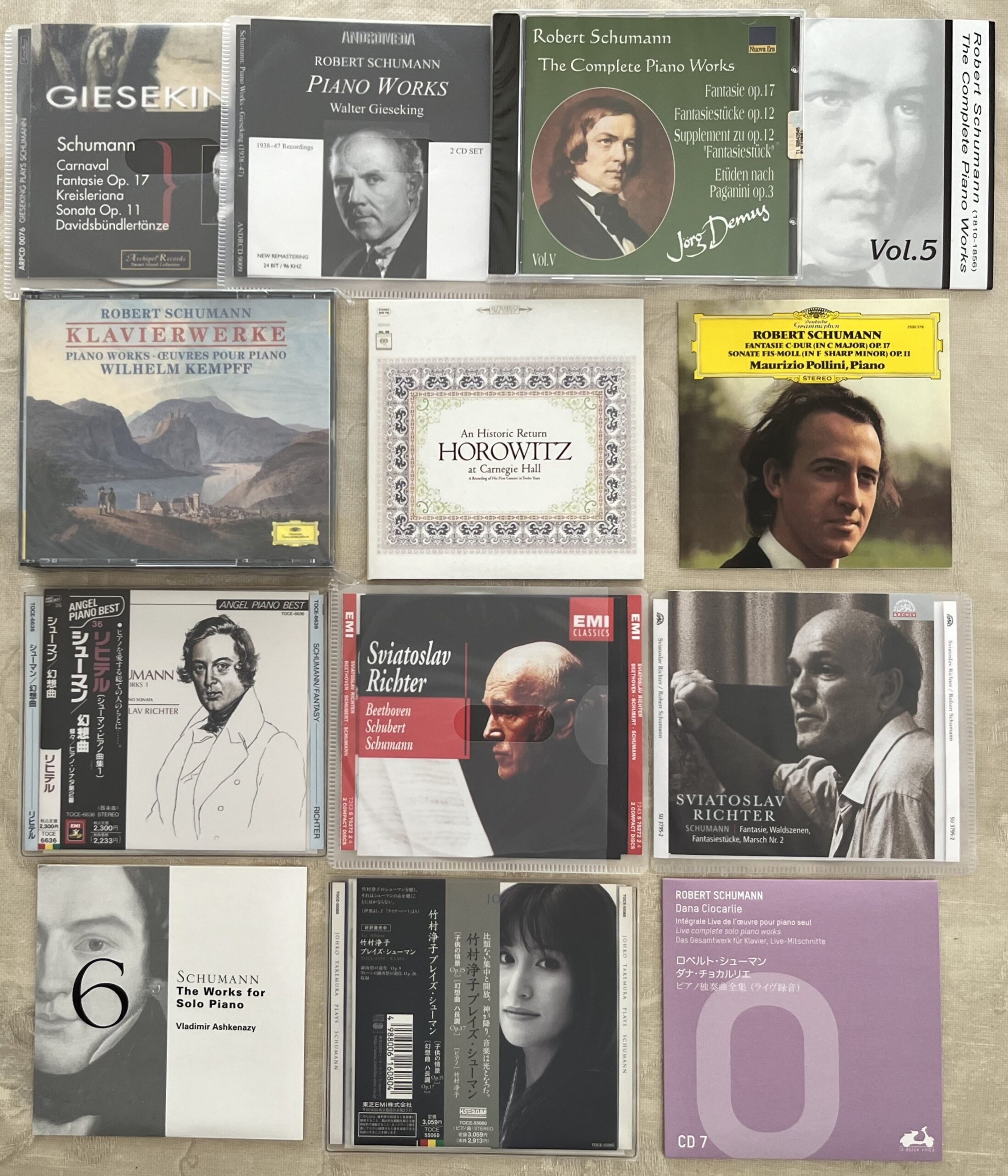 我が家にあるシューマンの「幻想曲」のCDの全て。ちょうど10種類ある。